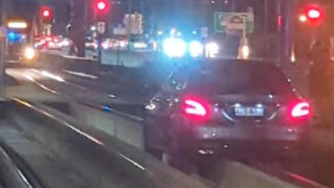 A car has driven onto the tram tracks on the Gold Coast blocking the service in both directions.