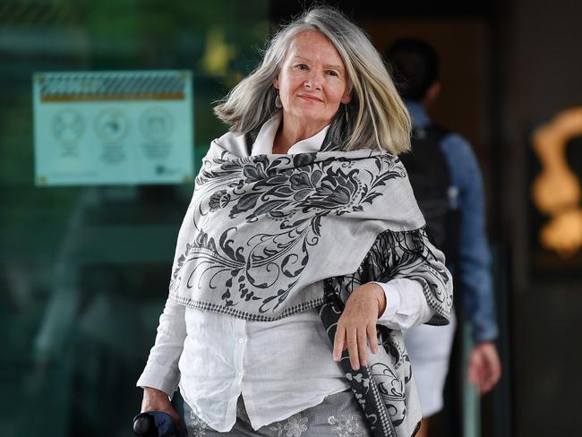 BRISBANE, AUSTRALIA - NewsWire Photos - APRIL 29, 2021. Whiskey Au Go Go fire survivor Donna Phillips leaves the Coroner's Court in Brisbane. The court is conducting a two day pre-inquest hearing into the 1973 firebombing of the nightclub, which killed 15 people. Picture: NCA NewsWire / Dan Peled