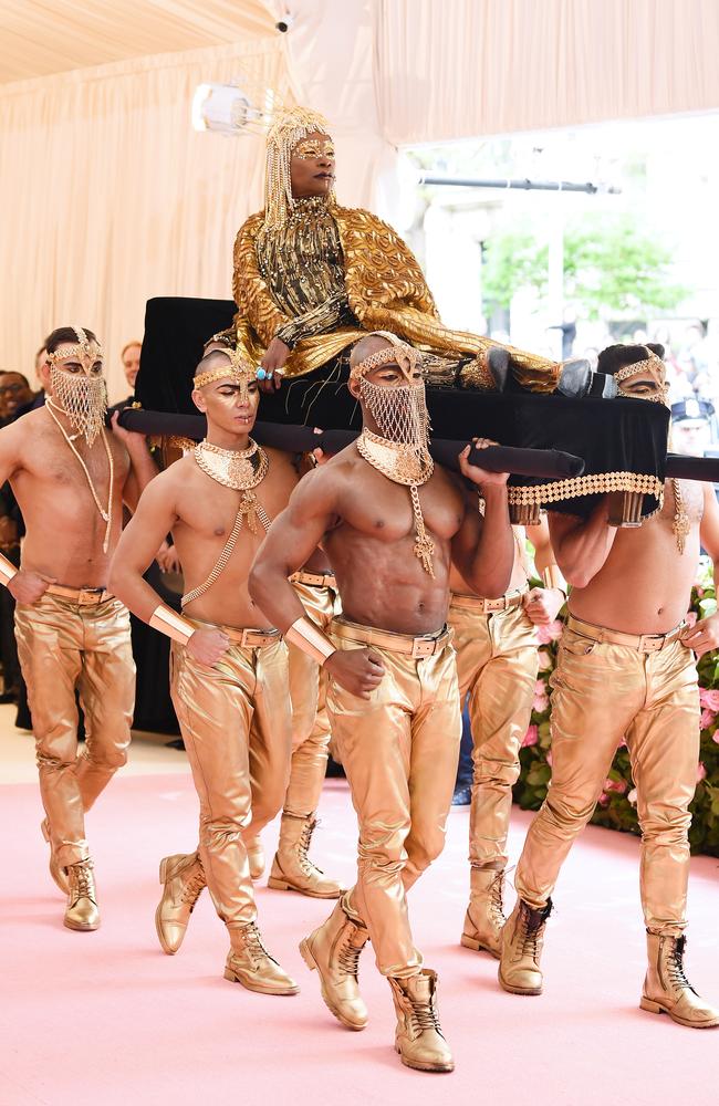 Porter is also famous for his outlandish red carpet looks, pictured here at the 2019 Met Gala. Picture: Dimitrios Kambouris/Getty Images for The Met Museum/Vogue