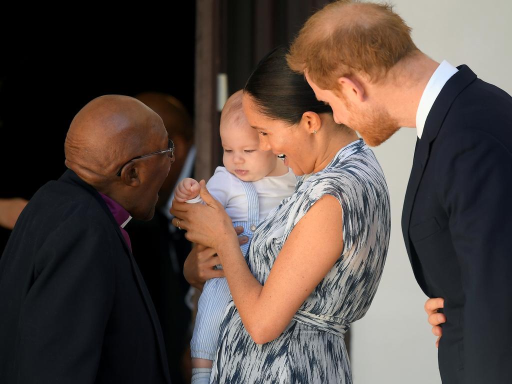 The royals met with Archbishop Desmond Tutu and his daughter Thandeka Tutu-Gxashe at the Desmond &amp; Leah Tutu Legacy Foundation in Cape Town, South Africa last week. Picture: Toby Melville - Pool/Getty Images