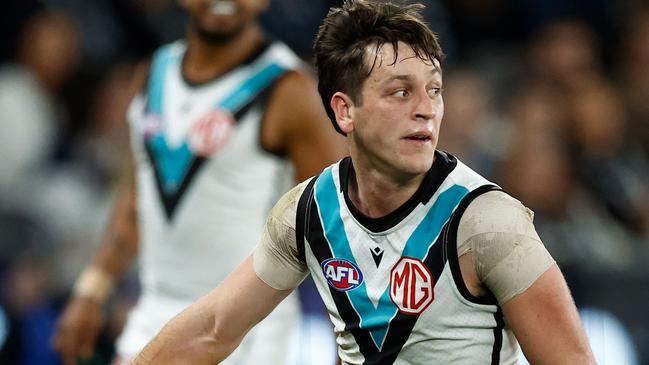 MELBOURNE, AUSTRALIA - JULY 26: Zak Butters of the Power in action during the 2024 AFL Round 20 match between the Carlton Blues and the Port Adelaide Power at Marvel Stadium on July 26, 2024 in Melbourne, Australia. (Photo by Michael Willson/AFL Photos via Getty Images)