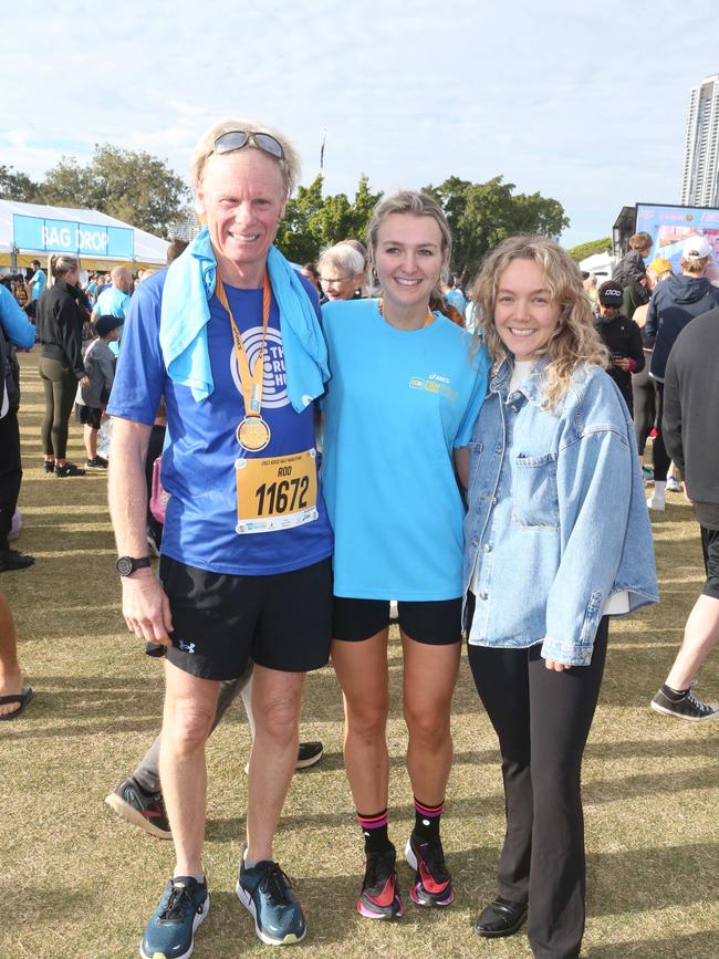 Gold Coast Marathon 2023 Rod Gurr, Maddie Stewart and Ola Wicik. 1 July 2023 Southport Picture by Richard Gosling