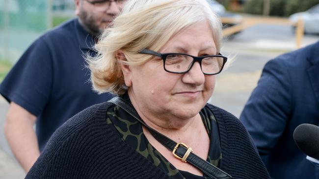 Rosemary Maione leaves the Adelaide Women’s Prison with her son after being released on bail in August. Picture: Brenton Edwards