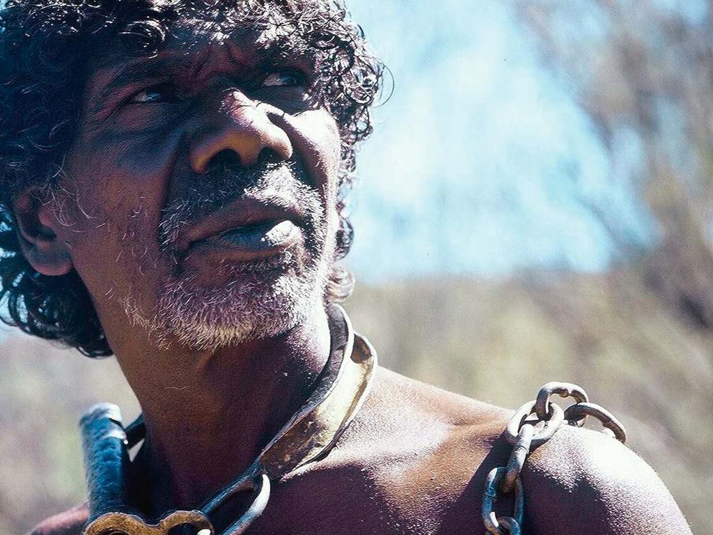 Gulpilil starring in the 2002 film, The Tracker, directed by Rolf De Heer and co-starring Gary Sweet.