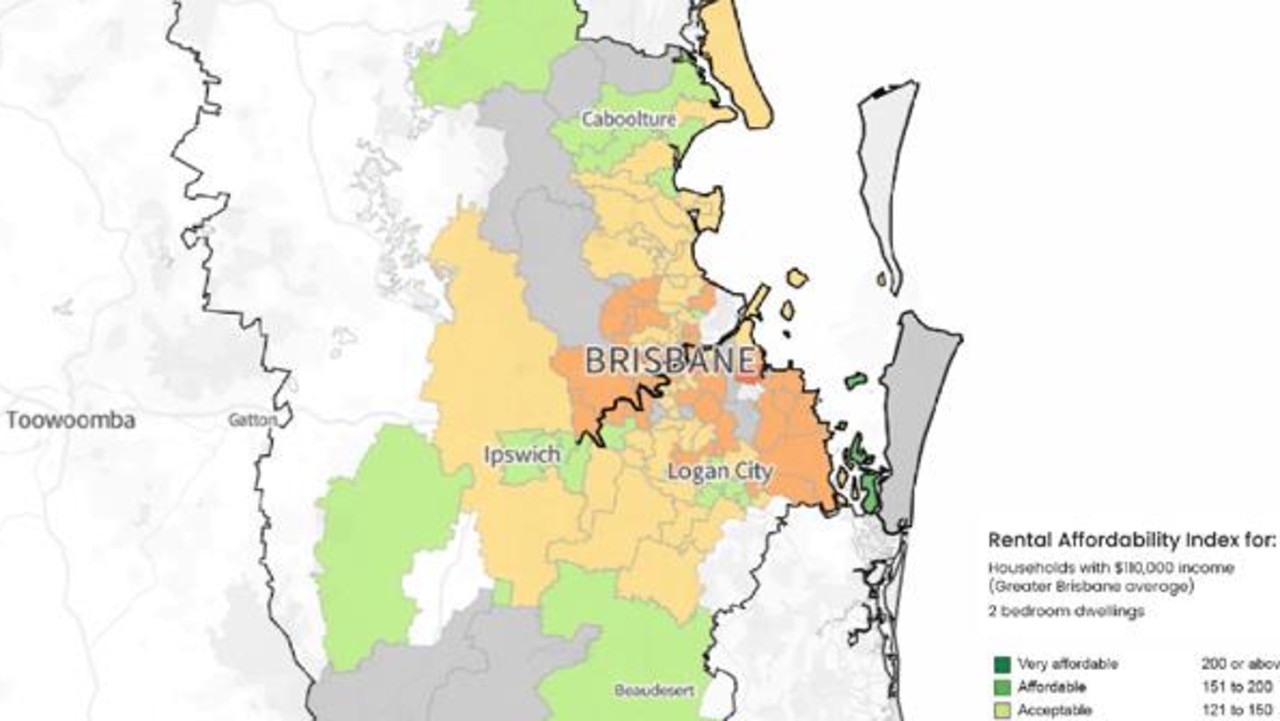 Rental affordability across Brisbane has dropped dramatically in the past decade. Source: SGS Economics &amp; Planning