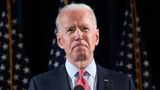 Former US Vice President and Democratic presidential hopeful Joe Biden speaks about COVID-19 during a press event in Wilmington, Delaware. Picture: AFP