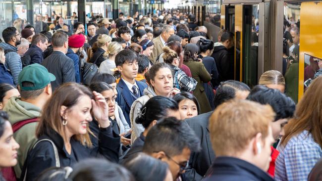 Train delays continued Wednesday at central due to a train that hit power lines the evening before. Picture: Thomas Lisson
