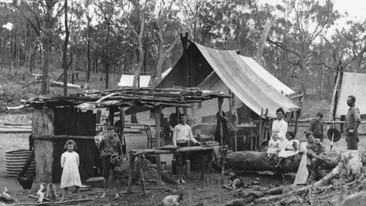 The mining days at Auburn Falls in the Eidsvold district. Auburn Falls had a reputation for being haunted by a hairy man who dwelled in caves.