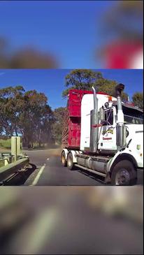 Car's terrifying close encounter with truck