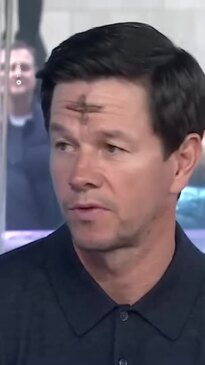 Mark Wahlberg appears on TV with forehead mark