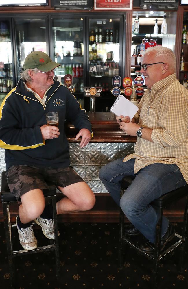 Keith Politch talks to Courier-Mail journalist Matt Condon. Picture: Peter Wallis