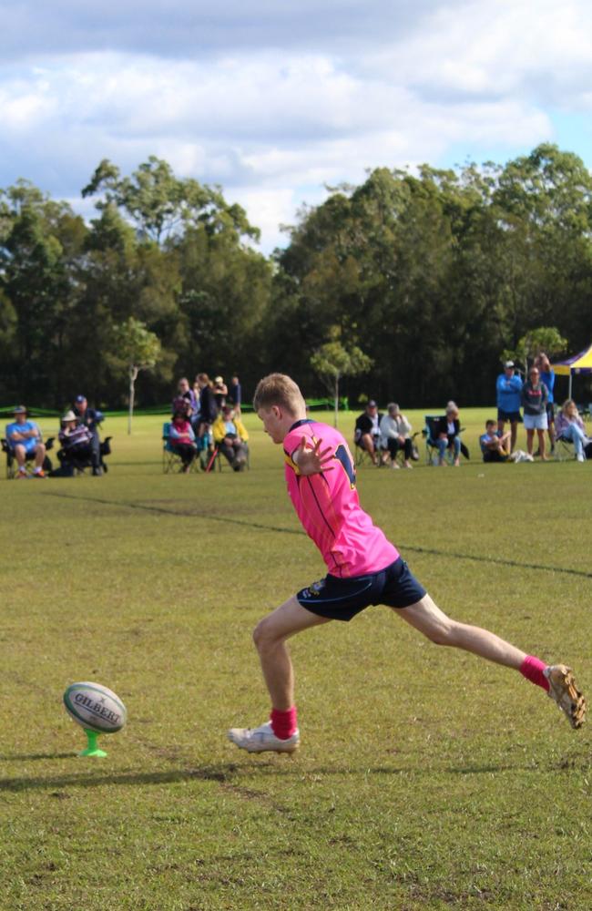 St Columban's First XV rugby star in pink.