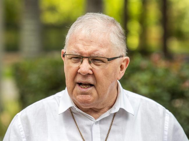 COVID safe Good Friday morning church service at Cathedral of St Stephen in Brisbane led by Most Reverend Mark Coleridge Archbishop of Brisbane, Friday, April 2, 2021 - Picture: Richard Walker