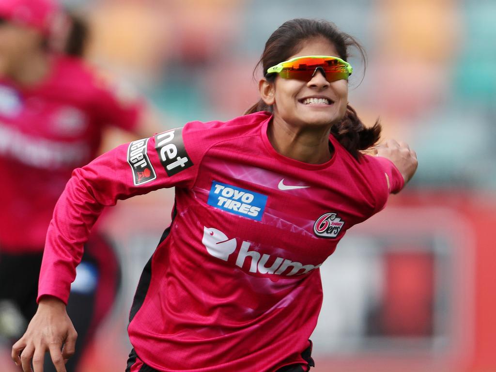 The Sixers’ Indian imports have continued to impress in the field, with Yadav taking a classic catch on Sunday. (Photo by Sarah Reed/Getty Images)