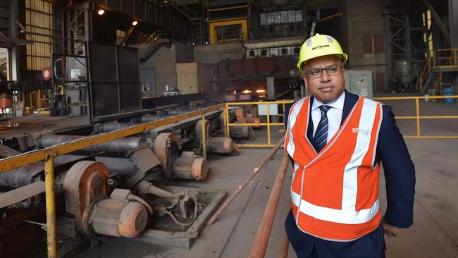 Head of GFG Sanjeev Gupta at the steelworks in Whyalla. Picture: AAP Image/David Mariuz