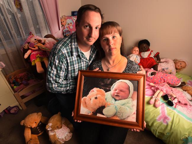 Natasha and Ben McMillan lost their daughter Eloise during birth at Bacchus Marsh Hospital – it was one of 11 avoidable baby deaths at the hospital. Picture: Rob Leeson