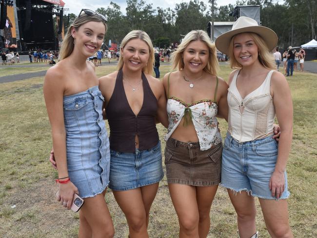 Madi Simpson, Chelsea and Rachel Boothman with Bree Moran at CMC Rocks 2024. Picture: Aaron Goodwin