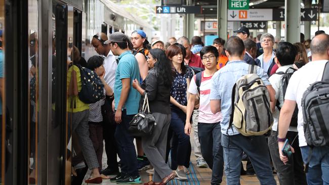 Commuters at Central Station last week. Picture: David Swift.