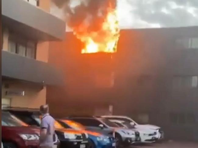 HOTEL FIRE. The fire at the Comfort Adelaide Meridien Hotel on Melbourne St around 6.30am on Sunday. MUST CREDIT: Seven News