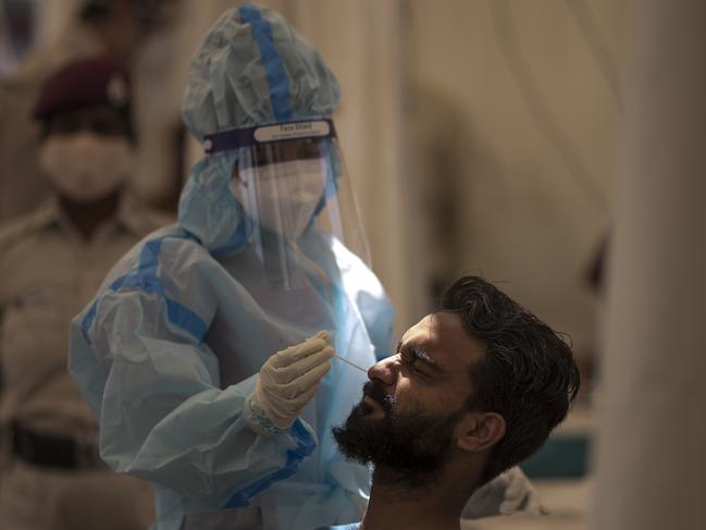 India has broken world records with more than 300,000 cases a day. Picture: Anindito Mukherjee/Getty Images