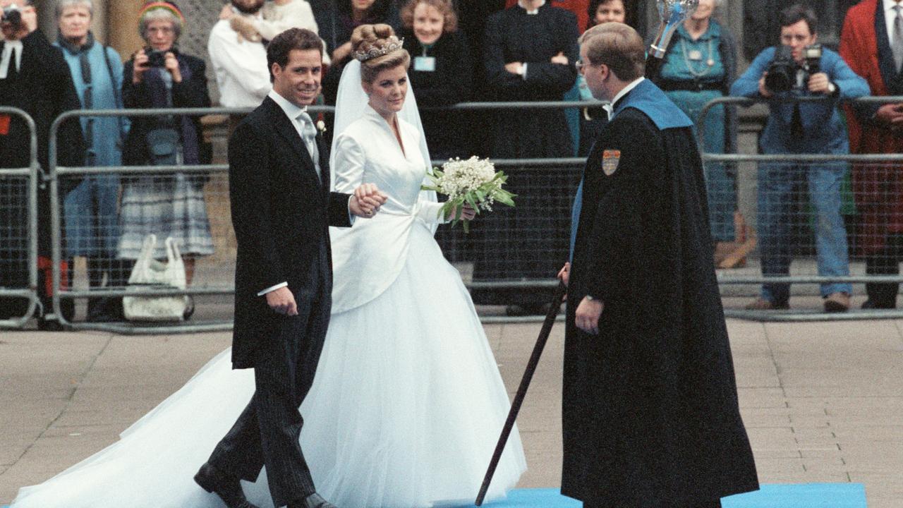 David Armstrong-Jones, Viscount Linley, married Serena Stanhope at St Margaret's Church in Westminster in October 1993. Picture: Staff/Mirrorpix/Getty Images