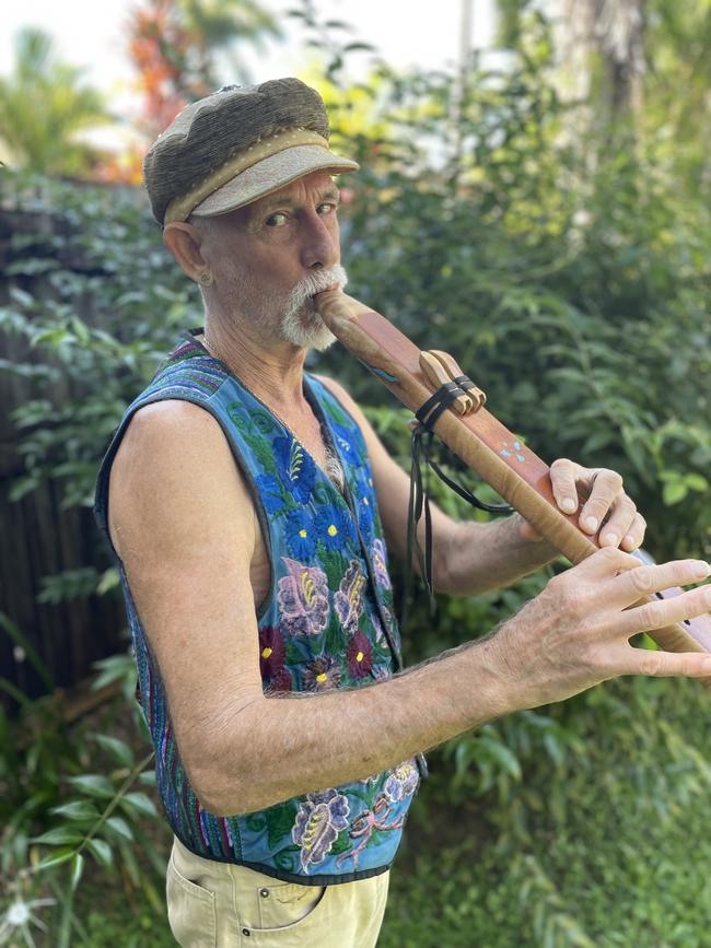 Singer, songwriter, musician and sound healer Russell Hibbs said the community had embraced him during his short time in Port Douglas. Picture: Marcus Wilson.