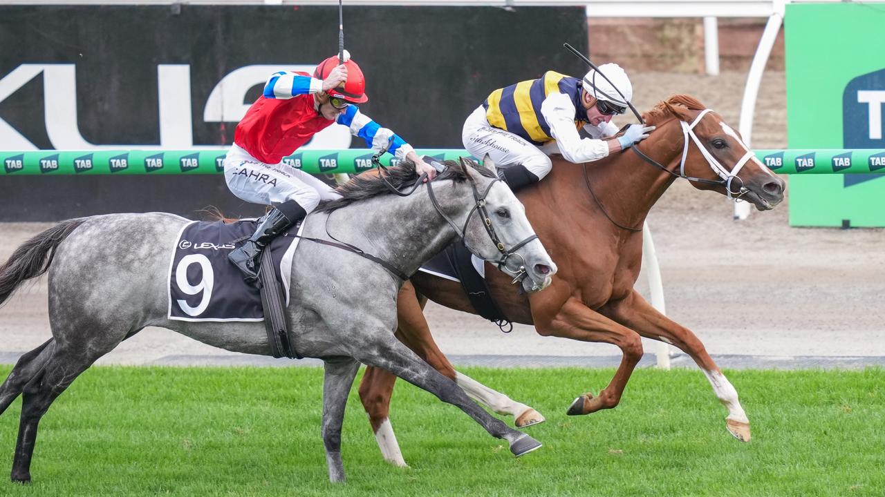 Berkshire Breeze (left) was narrowly defeated by Deakin last start at Flemington. Picture: Scott Barbour/Racing Photos via Getty Images