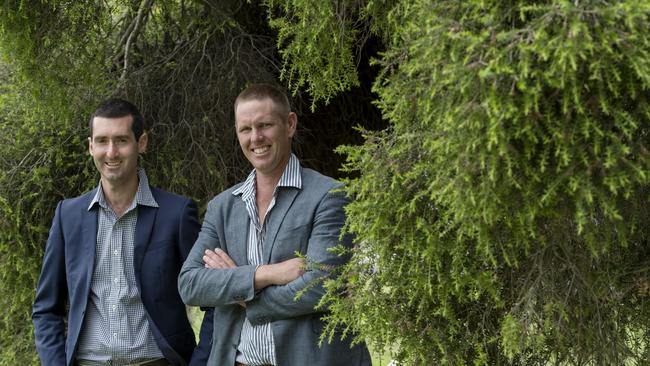 Australian Dairy Conference leaders Brendan Hehir and Ben Geard at the 2020 conference, which occurred weeks before Victoria’s first coronavirus lockdown. Picture: Zoe Phillips