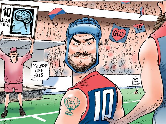 Mark Knight cartoon on Demon Angus Brayshaw forced to retire because of concussion