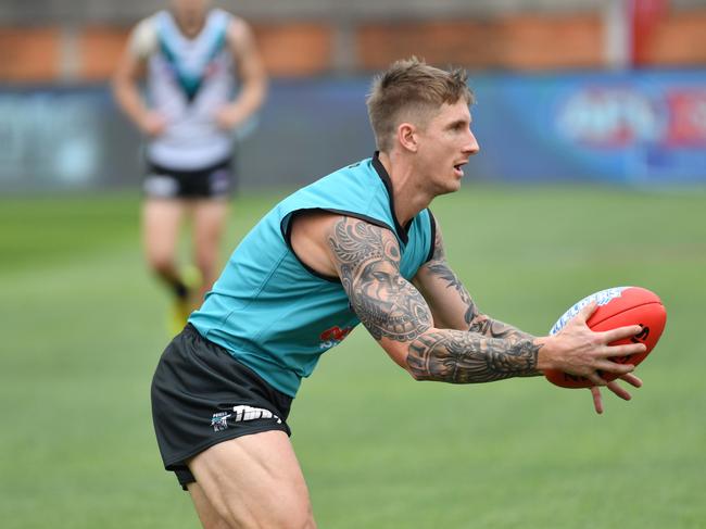 Hamish Hartlett during Port Adelaide training. Picture: AAP Image/David Mariuz