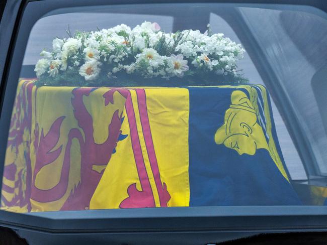 The cortege carrying the coffin of the late Queen Elizabeth II passes St Giles' Cathedral on its way to Palace of Holyroodhouse on September 11, 2022 in Edinburgh, United Kingdom. Picture: Christopher Furlong/Getty Images