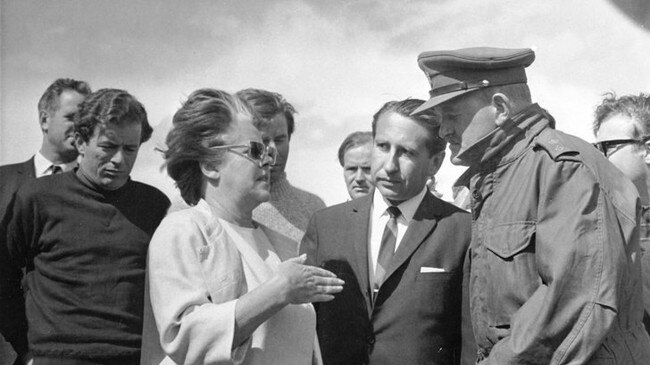 Harold Holt’s wife Zara, with Tony Eggleton, centre, during the search for the missing PM in Portsea, December 1967. Picture: Supplied