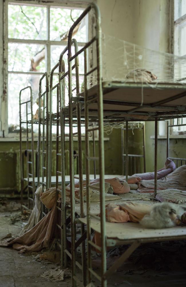 Beds in a former day care centre slowly rust away. Picture: Erwin Zwaan