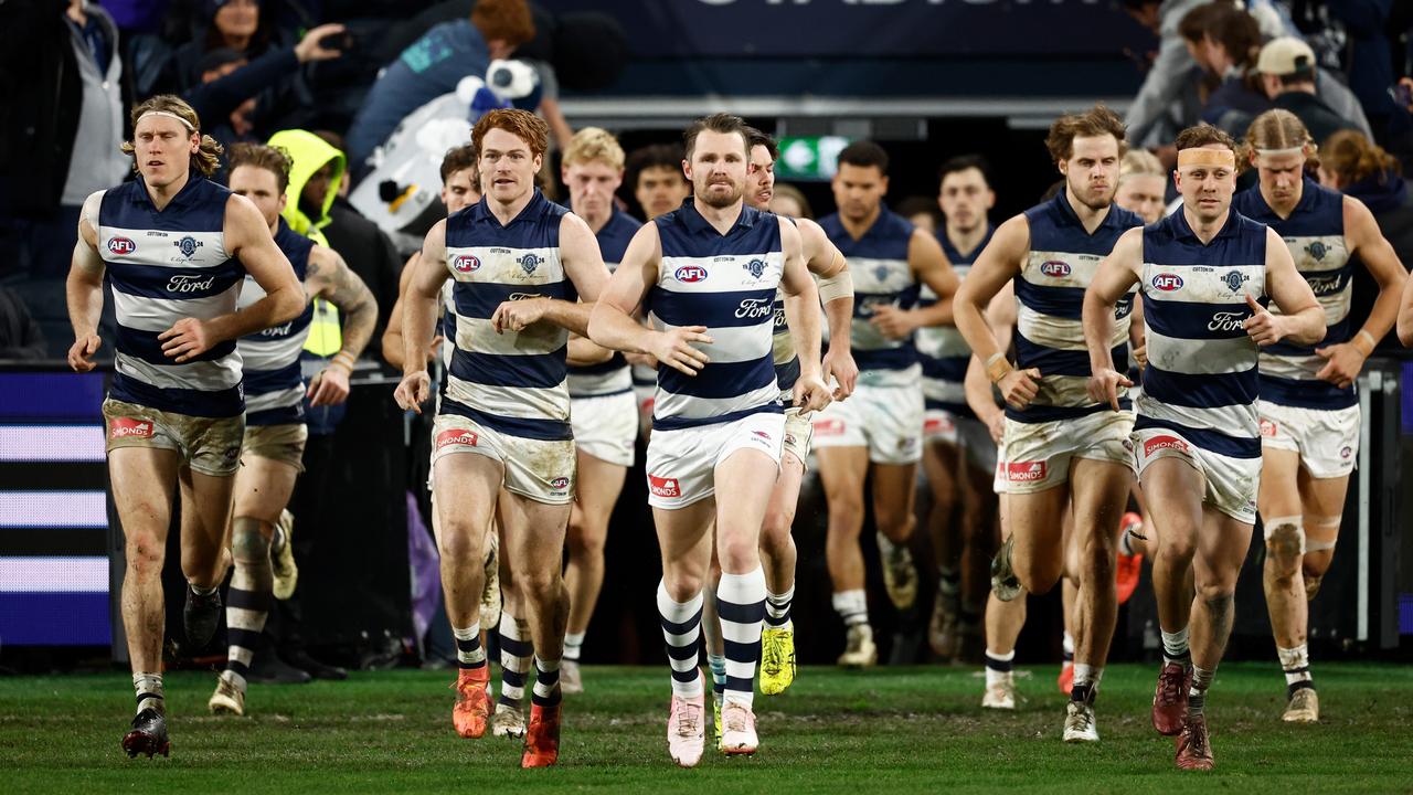 The Cats appear to be wearing their ‘away’ shorts during home fixtures in 2024. (Photo by Michael Willson/AFL Photos via Getty Images)