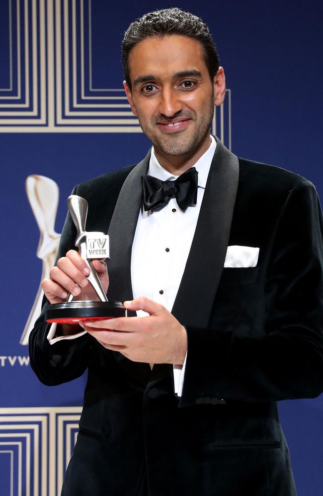 Waleed Aly poses with the Logie Award for Best Presenter during the 59th Annual Logie Awards at Crown Palladium on April 23, 2017 in Melbourne, Australia. Picture:Scott Barbour/Getty Images