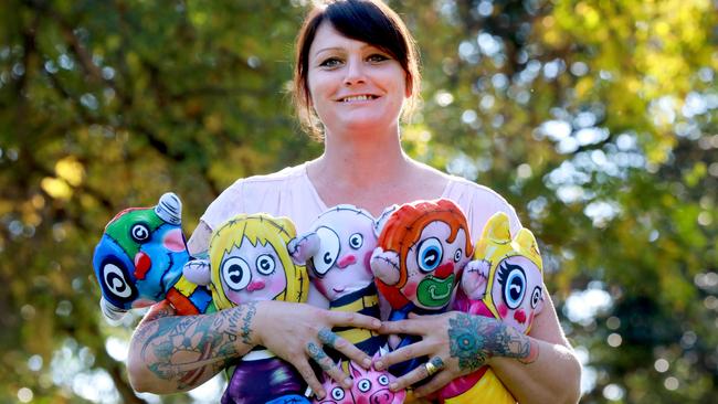 Lalor Park artist Danielle RG has created a collection of therapy dolls to help those with mental illness and victims of trauma or abuse. Picture: Angelo Velardo