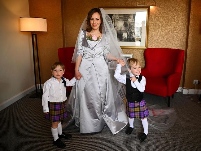 Stella Moris, partner of WikiLeaks founder Julian Assange, poses for photographs before wedding with Julian Assange. Picture: AFP.