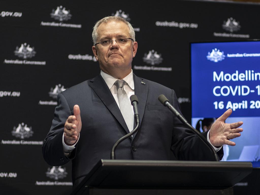 Prime Minister Scott Morrison speaking in Canberra. Picture: Gary Ramage