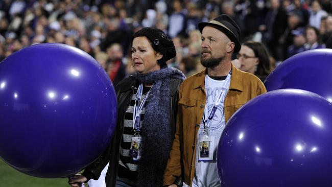 Two weeks after MH17 was shot down, the Perth couple released balloons in their children's’ honour at a Fremantle Dockers match. The Dockers were little Mo’s beloved AFL team. Picture: Daniel Wilkins.