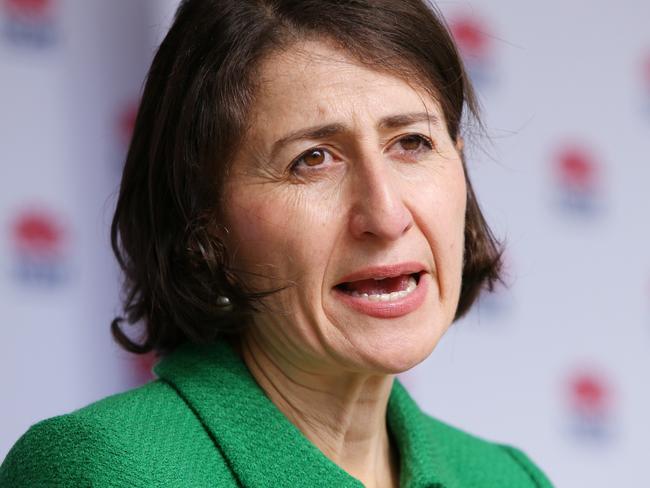 SYDNEY, AUSTRALIA - JUNE 24: Premier Gladys Berejiklian speaks during a press conference on June 24, 2021 in Sydney, Australia. A steady increase in Covid-19 cases in Sydney prompted the government to impose greater restrictions including a mandatory mask mandate indoors and limits on gatherings and movement. Several Sydney suburbs have been declared federal Covid-19 hotspots. (Photo by Lisa Maree Williams/Getty Images)