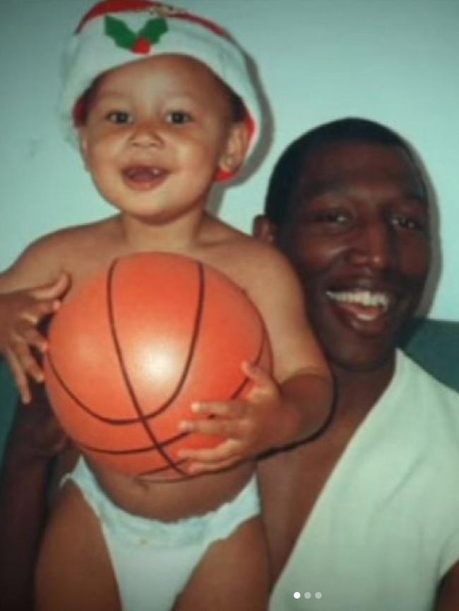 Ben Simmons as a baby with his father Dave as a baby. Picture: @bensimmons/Instagram