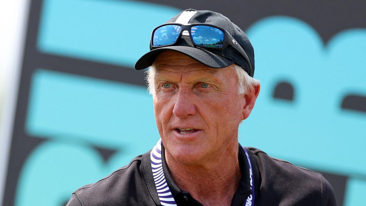 ORLANDO, FLORIDA - APRIL 02: LIV Golf CEO Greg Norman looks on during day three of the LIV Golf Invitational - Orlando at The Orange County National on April 02, 2023 in Orlando, Florida. Mike Ehrmann/Getty Images/AFP (Photo by Mike Ehrmann / GETTY IMAGES NORTH AMERICA / Getty Images via AFP)