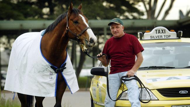 Trainer and former taxi driver Joe Janiak with Takeover Target, the horse that took him around the world.