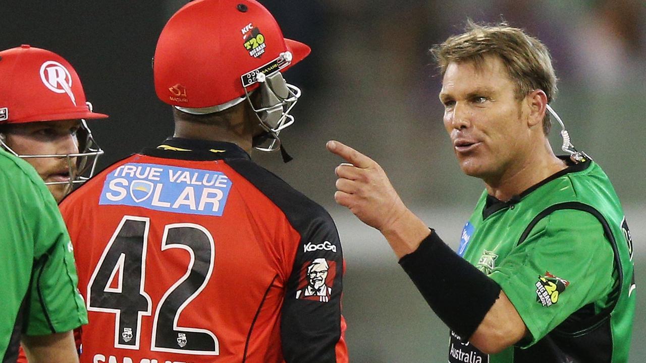 Shane Warne famously took on West Indian Marlon Samuels at the MCG (Photo by Michael Dodge/Getty Images)