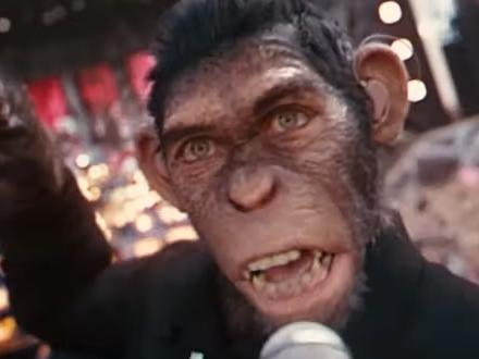 EMBARGO FOR TWAM, 30 NOVEMBER 2024. FEE MAY APPLY. A CGI Ape plays Robbie Williams in the film Better Man. Photo: YouTube