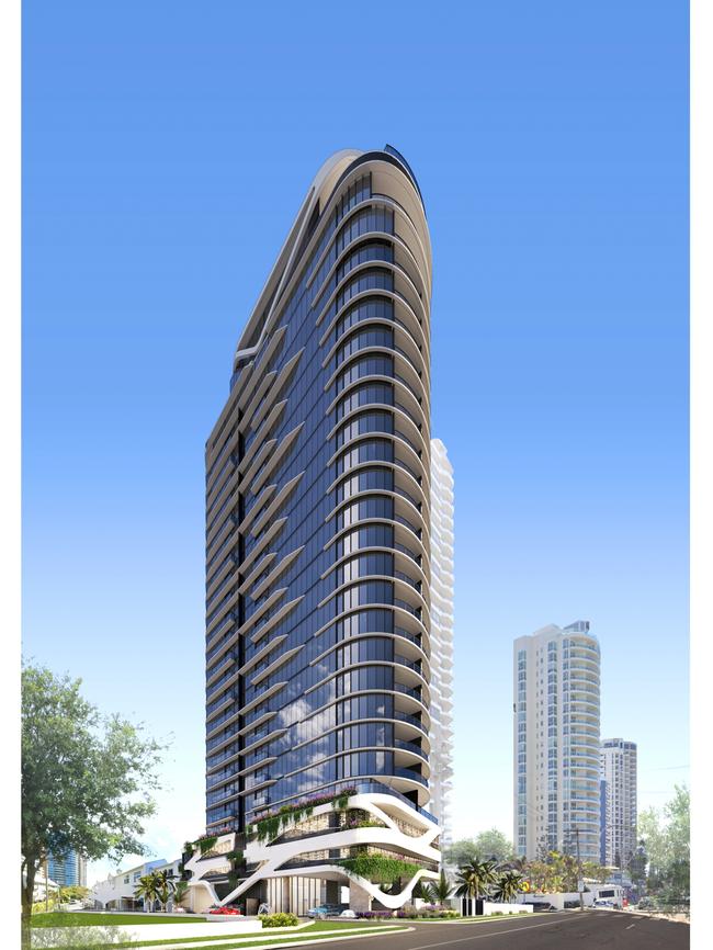 Artist impression of a new Main Beach tower proposed by developer Jim Raptis. Picture: Supplied.