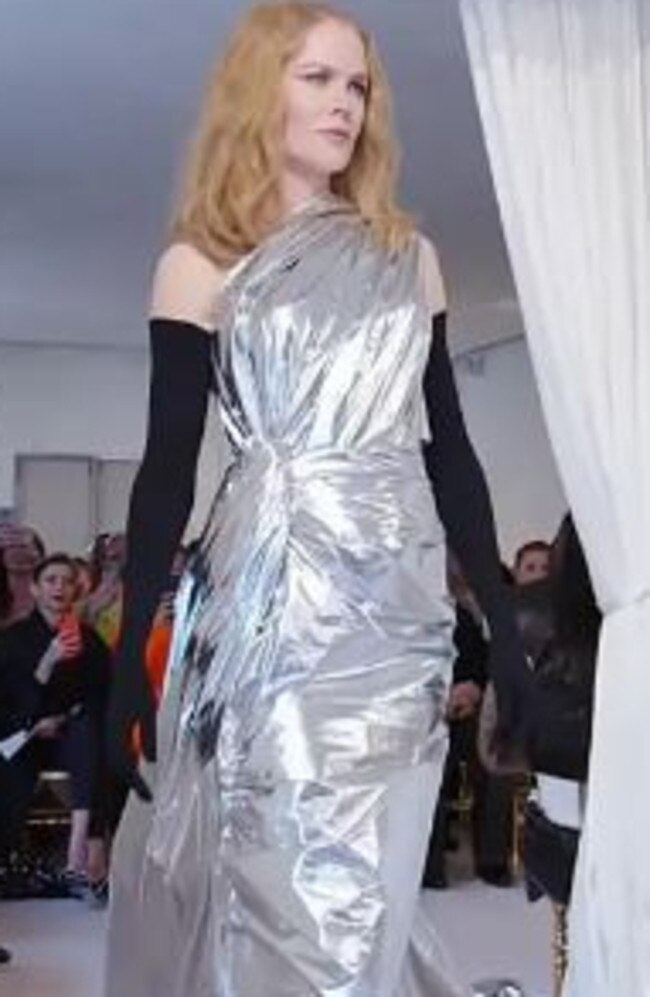 Kidman walked the catwalk for Balenciaga. Picture: YouTube