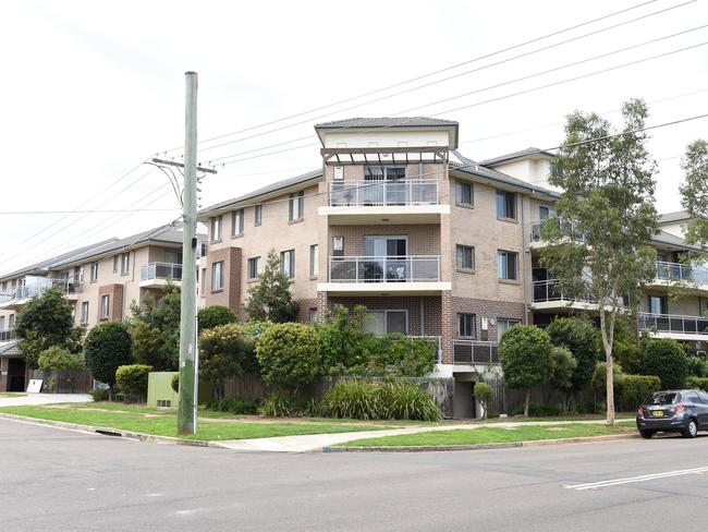 The apartment complex in Werrington where Monis’ ex-wife was murdered.