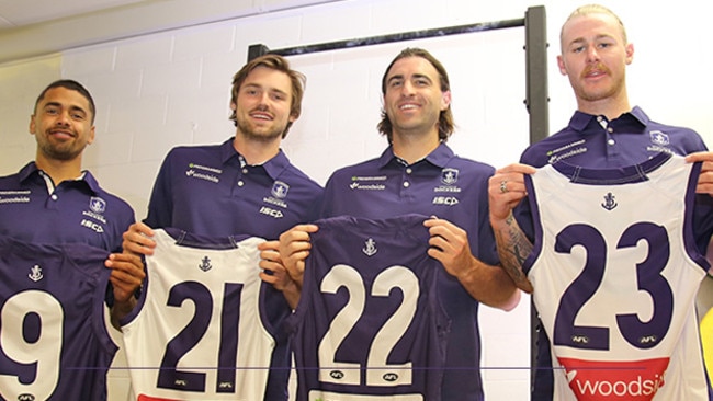 Fremantle recruits with their new numbers for the 2017 season.