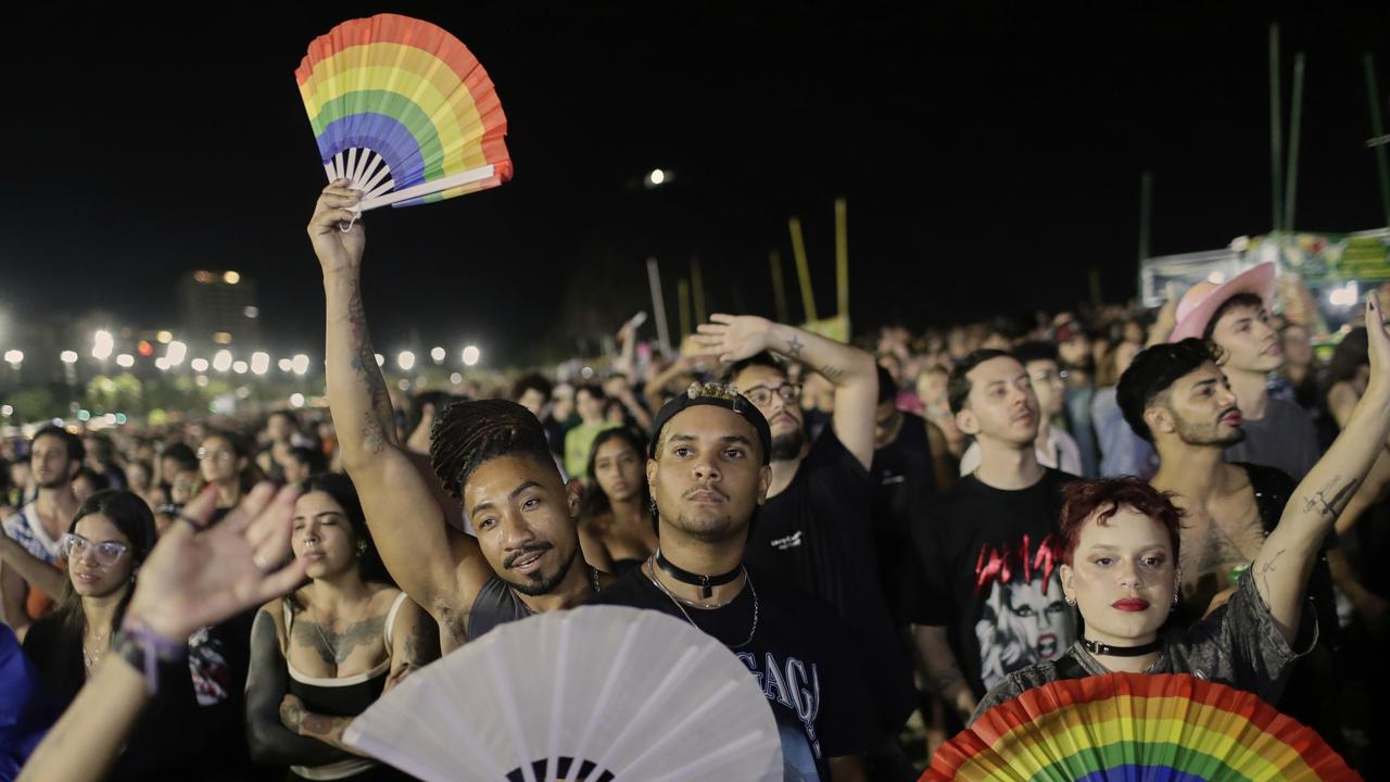 Fans cheer as they watch Lady Gaga’s free concert on Copacabana beach, in Rio de Janeiro, Saturday, May 3, 2025. Picture: Bruna Prado.
